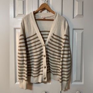 Joe Fresh Beige and White Striped Cardigan